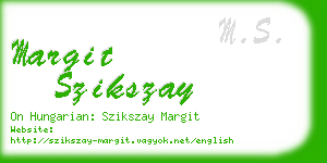 margit szikszay business card